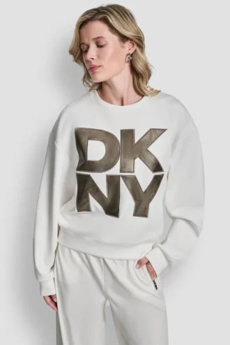 Sweatshirt aus Kunstleder mit Logo Sweatshirt aus Kunstleder mit Logo