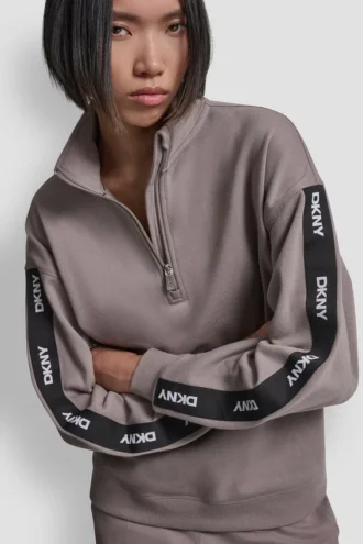 Sweatshirt mit Logo und Viertelreißverschluss Sweatshirt mit Logo und Viertelreißverschluss