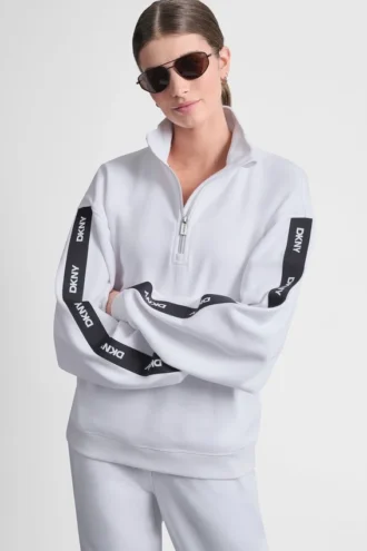 Sweatshirt mit Logo und Viertelreißverschluss Sweatshirt mit Logo und Viertelreißverschluss
