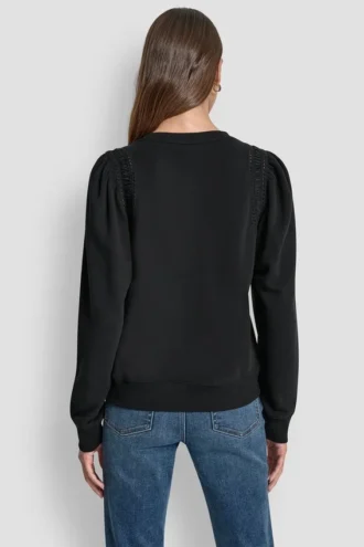 Sweatshirt mit Puff-Ärmeln und Spitzendetails Sweatshirt mit Puff-Ärmeln und Spitzendetails