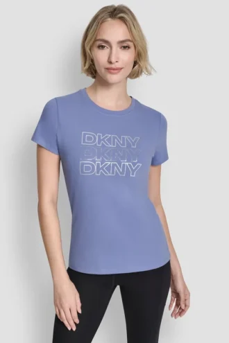 T-Shirt mit dreifachem Strass-Folienlogo T-Shirt mit dreifachem Strass-Folienlogo