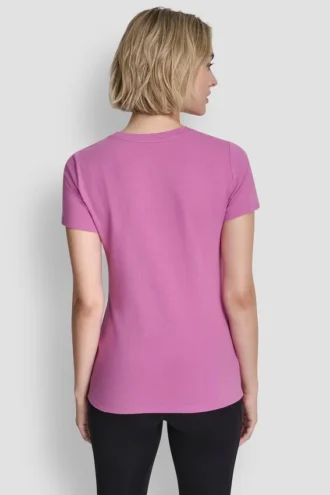 T-Shirt mit dreifachem Strass-Folienlogo