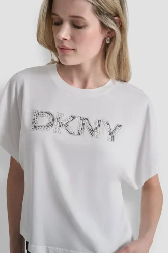 T-Shirt mit Kristall-Logo T-Shirt mit Kristall-Logo