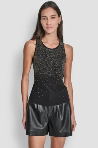 Tanktop mit Ombré-Strass-Verzierungen