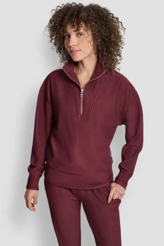 Tech Ottoman Pullover mit Stehkragen und halbem Reißverschluss