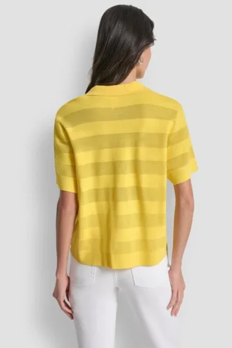 Transparenter gestreifter Polo-Pullover