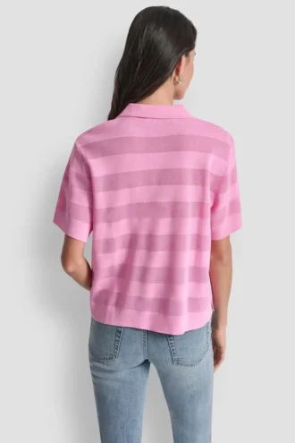 Transparenter gestreifter Polo-Pullover