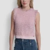 Tweed-Pullover mit Fransen und Logo-Anhänger Tweed-Pullover mit Fransen und Logo-Anhänger