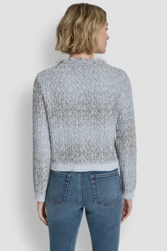 Tweed-Pullover mit Fransen und Reißverschluss vorne