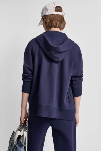Zweifarbiger Kapuzenpullover mit Logo, Kordelzügen und Reißverschluss Zweifarbiger Kapuzenpullover mit Logo, Kordelzügen und Reißverschluss
