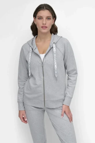 Zweifarbiger Kapuzenpullover mit Logo und Kordelzug Zweifarbiger Kapuzenpullover mit Logo und Kordelzug