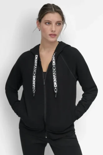 Zweifarbiger Kapuzenpullover mit Logo und Kordelzug Zweifarbiger Kapuzenpullover mit Logo und Kordelzug